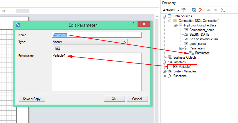 Variable in Parameter