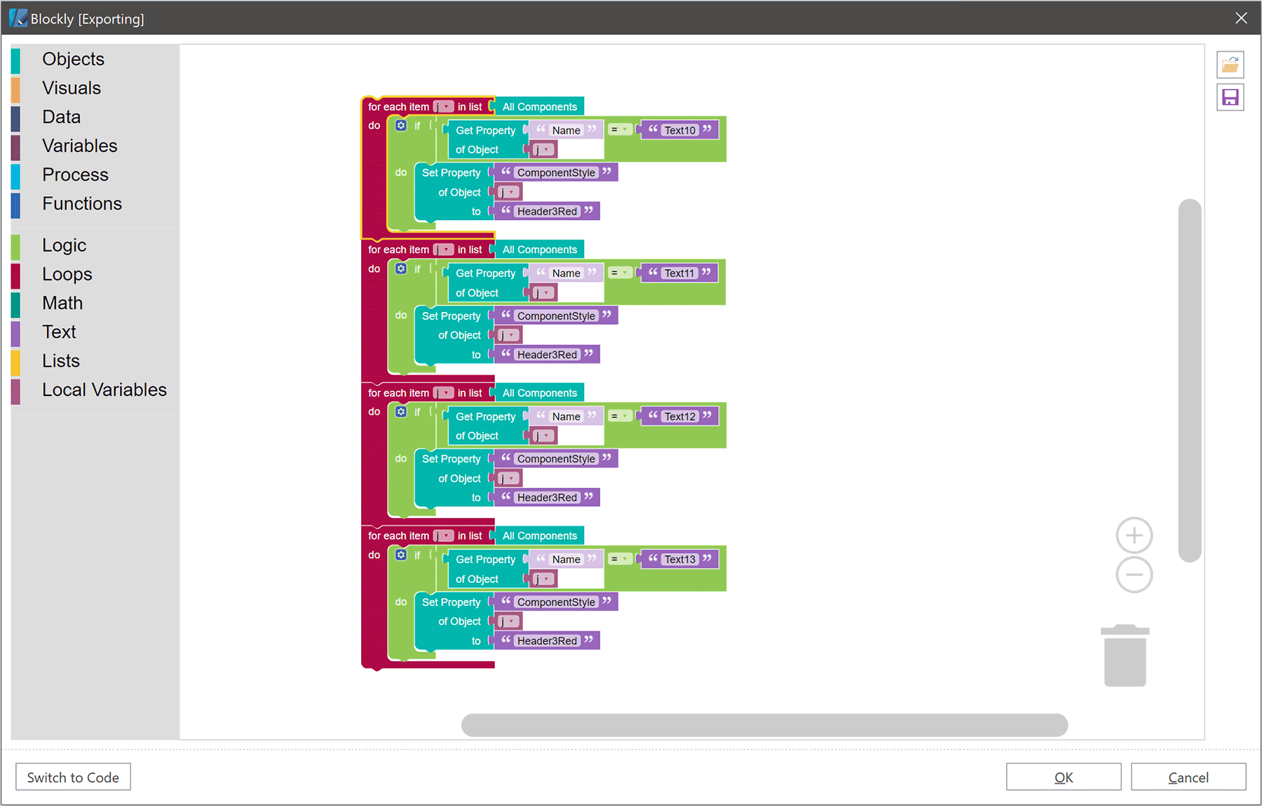 Blockly Editor - Exporting