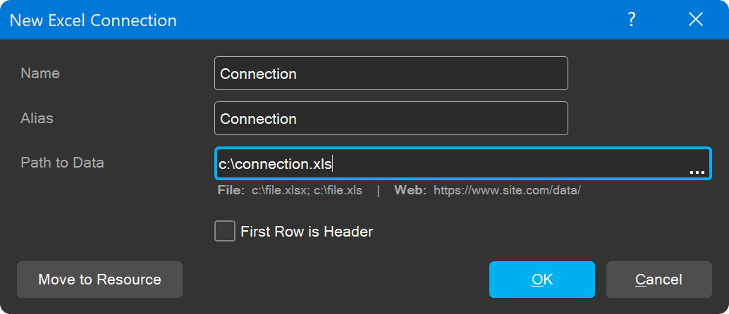 New excel connection