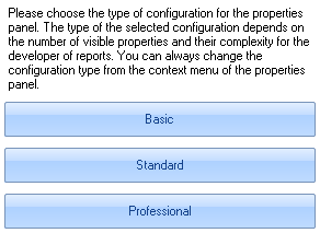 Configurations on the properties panel