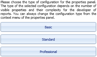 Configurations on the properties panel