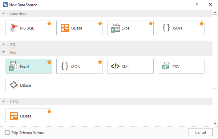 New Form to Create New Data Source