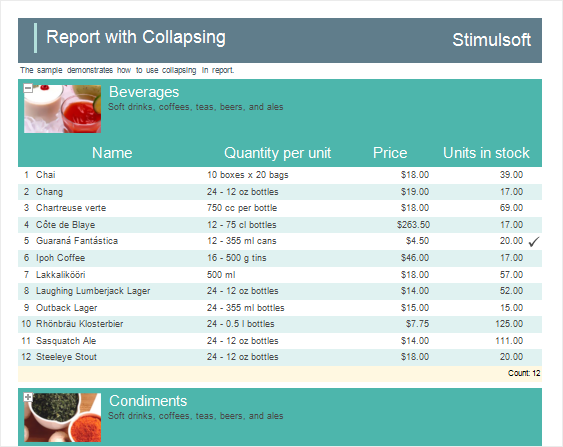 Collapsing in Reports.JS