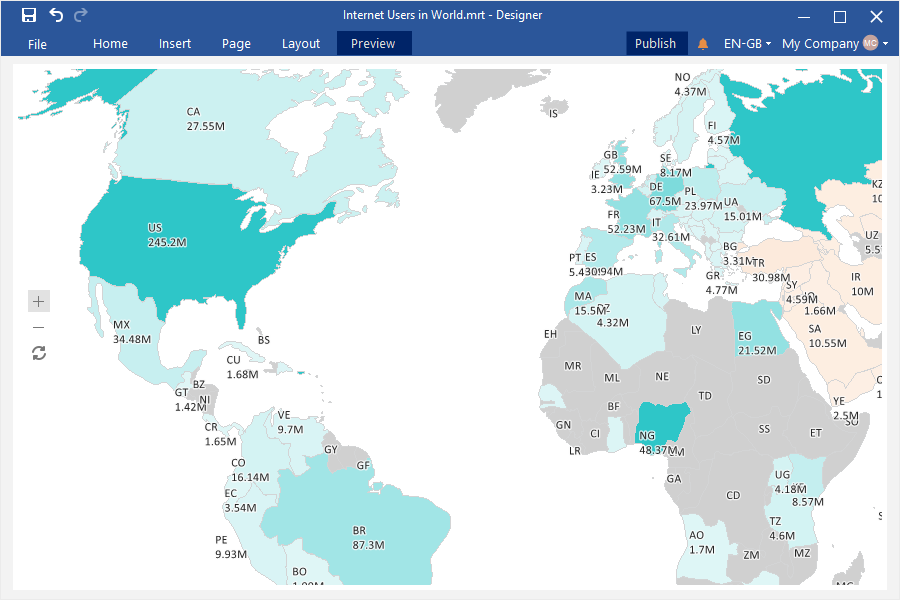 Scaling of Regional Map