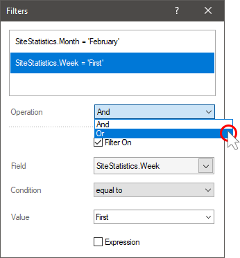 Operation in filters