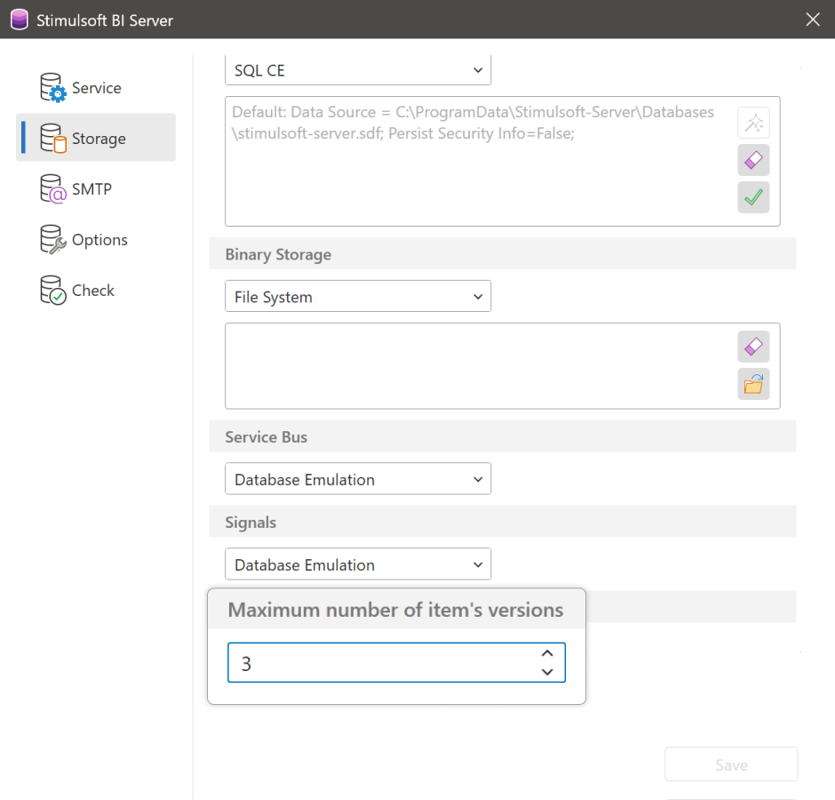 Version quotas in BI Server