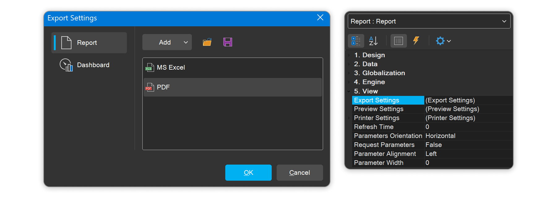 Export settings