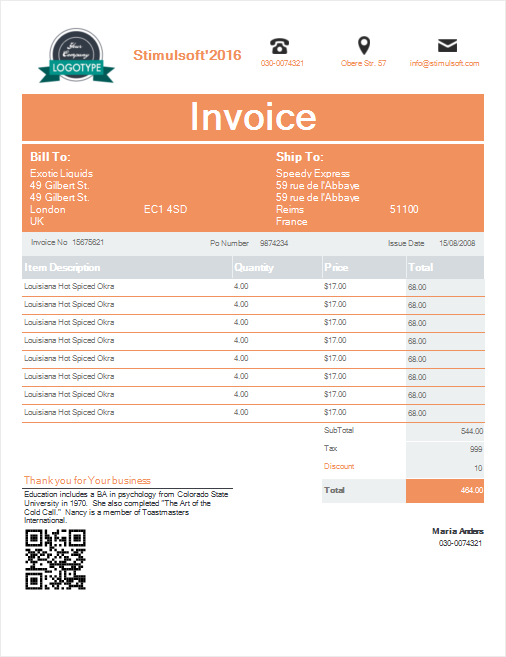 Invoice Peach Puff