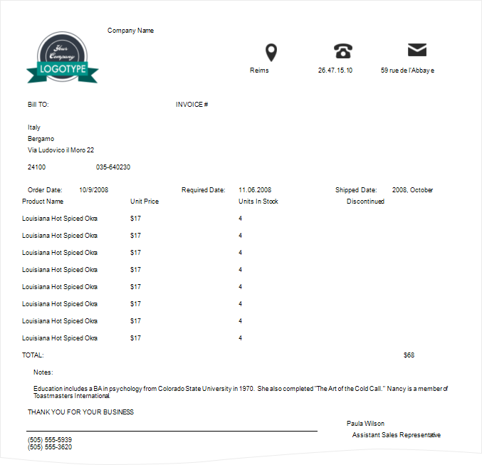 Invoice Without Style