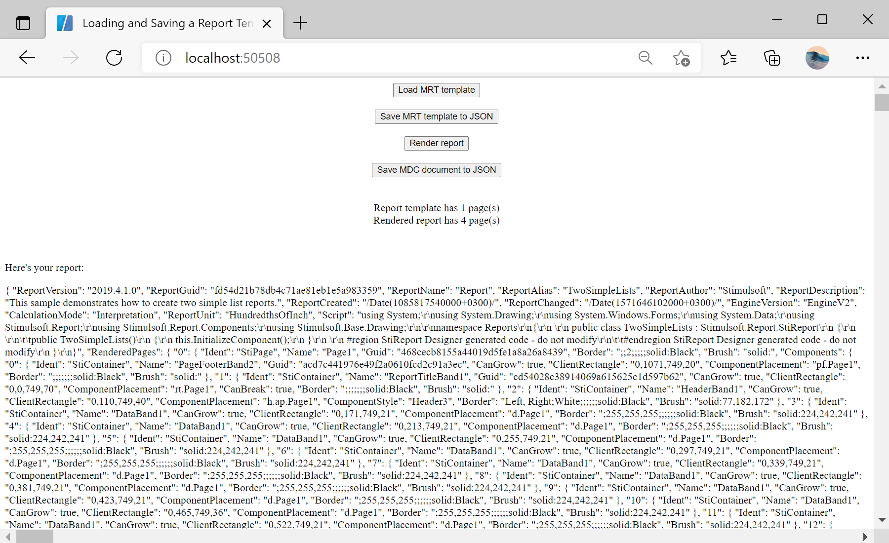 Loading and Saving a Report Template