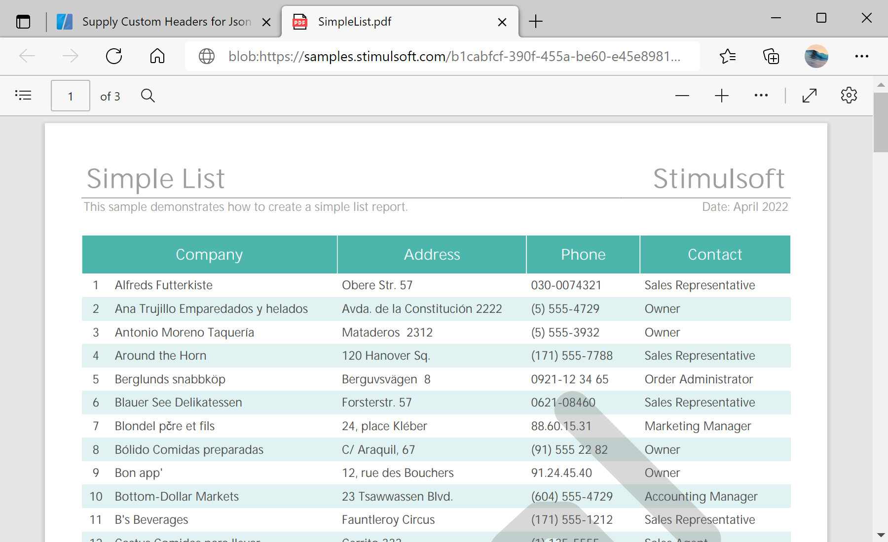 Supply Custom Headers for JSON Database