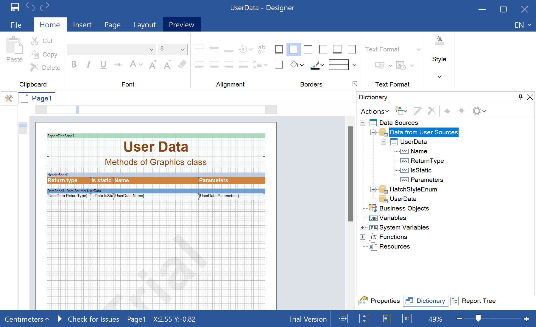 Using User Data in Reports