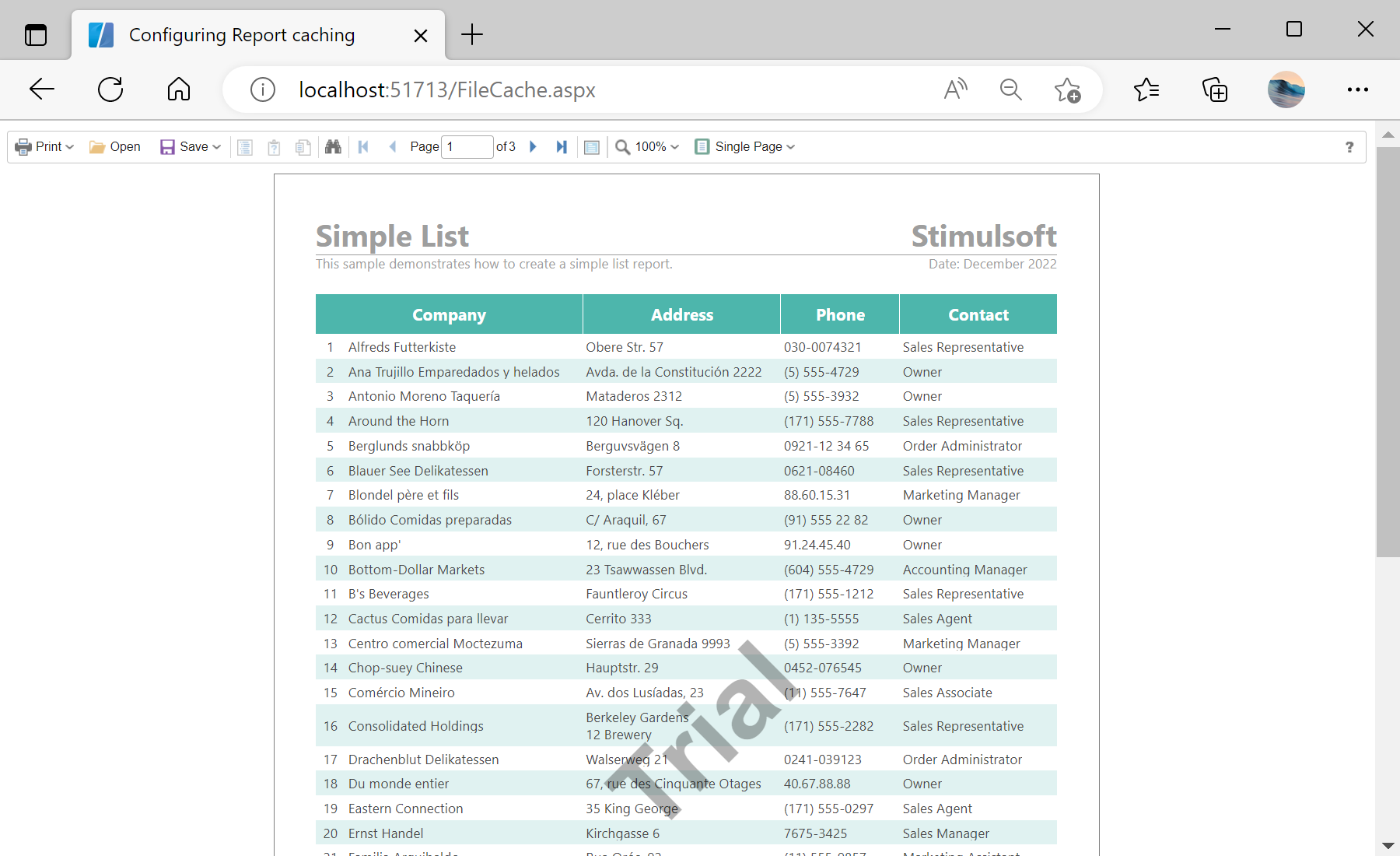 Configuring Report Caching