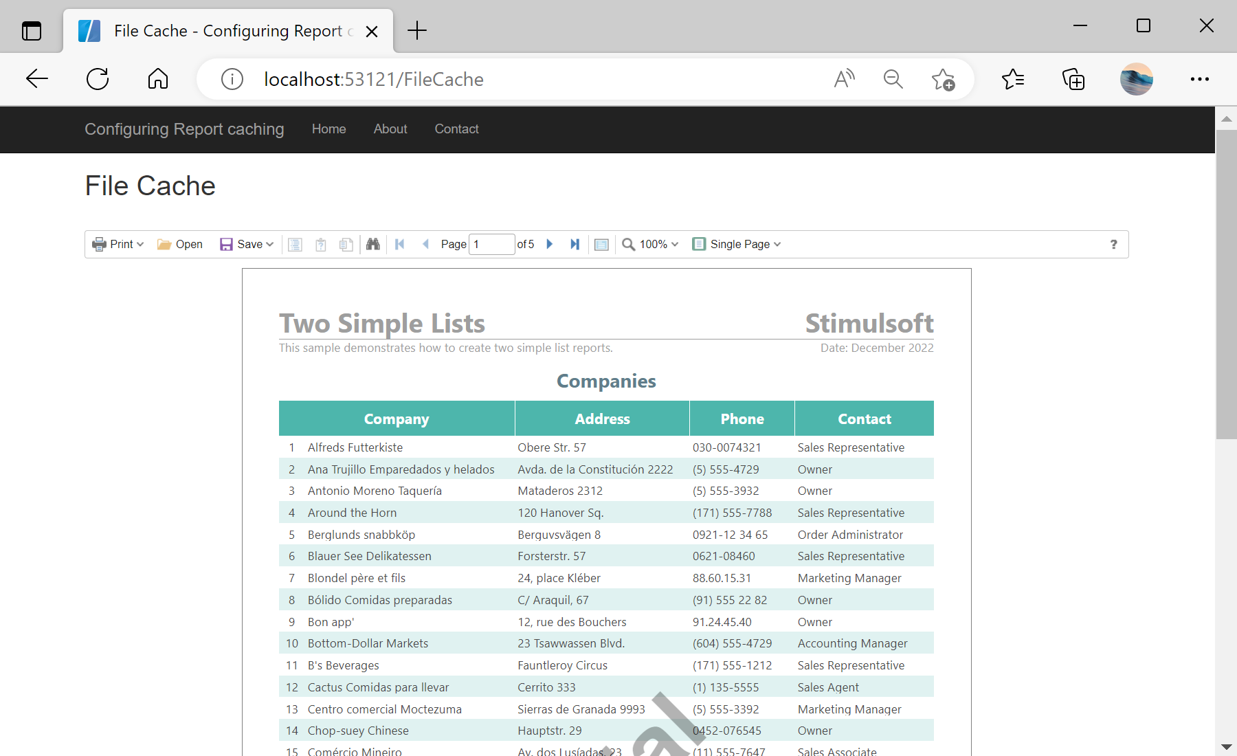 Configuring Report Caching