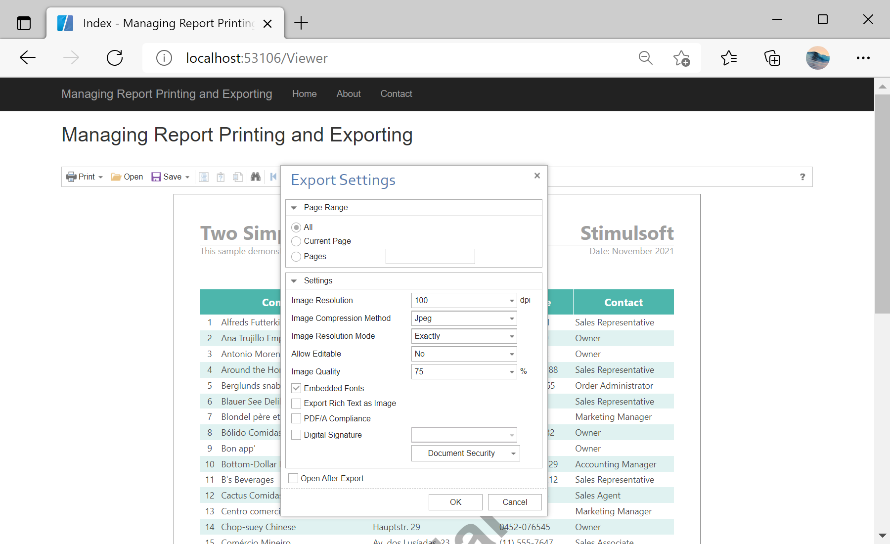 Managing Report Printing and Exporting