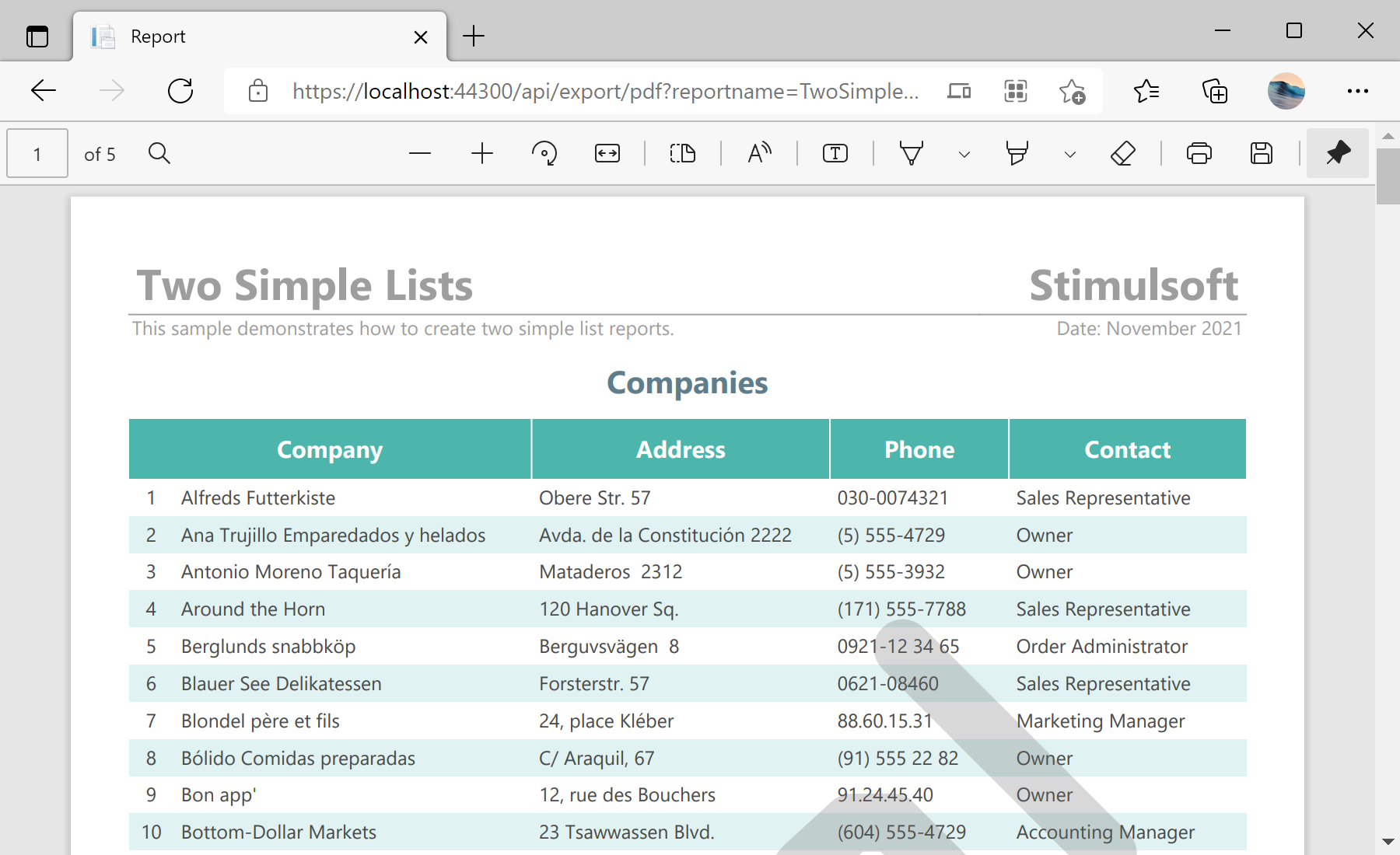 Using a Report Export Service