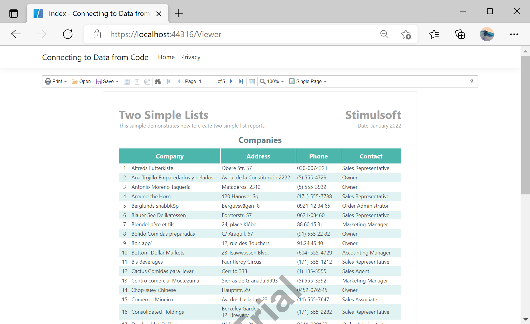 Connecting to Data from Code