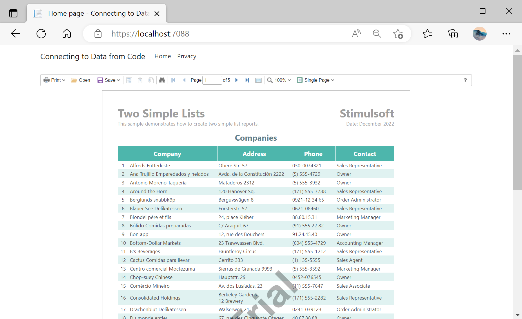 Connecting to Data from Code